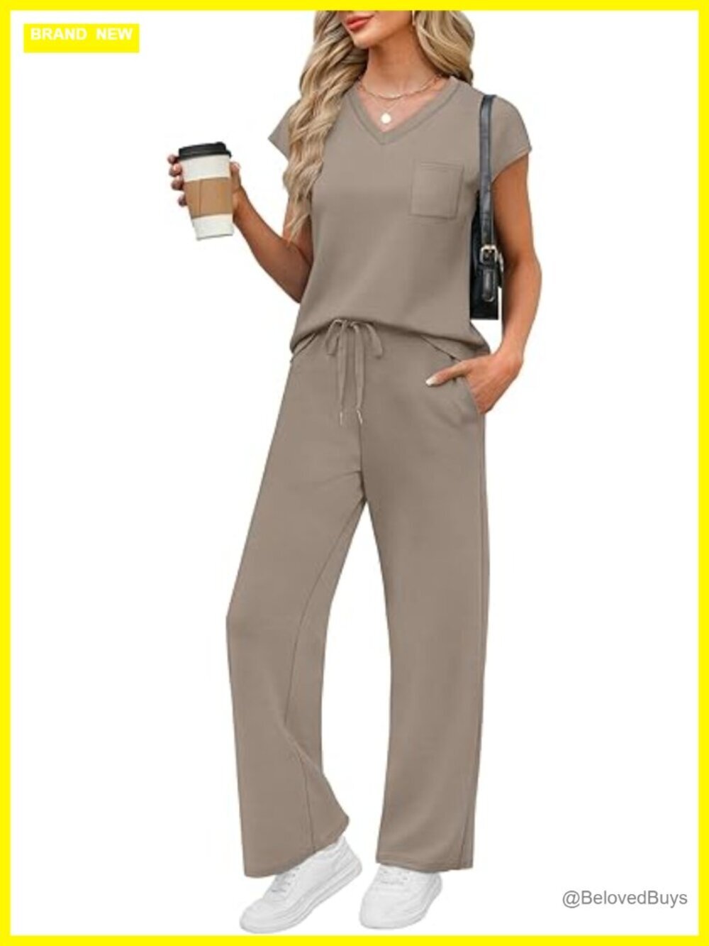 2 Piece Lounge Set - Cap Sleeve Top & Wide Leg Pants